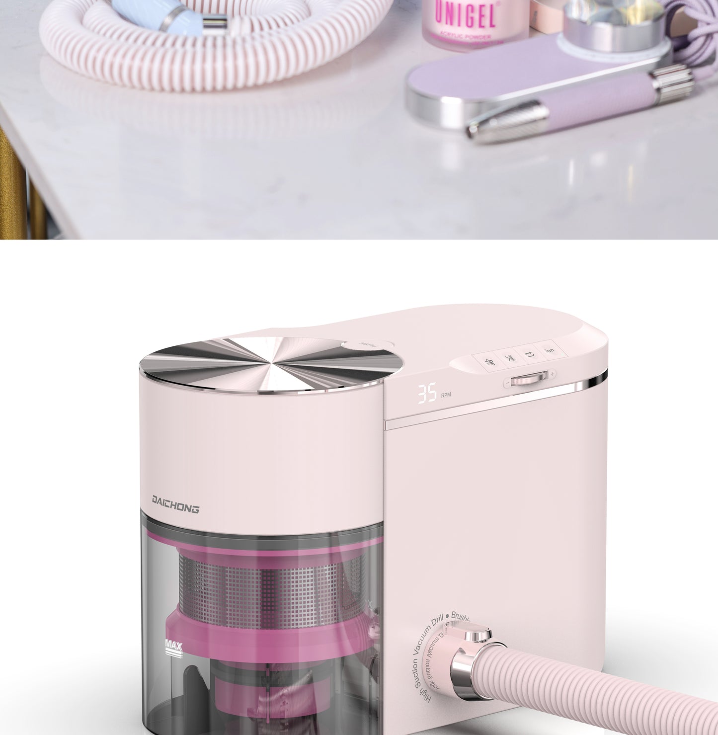 2 in 1 Nail Dust Collector Daichong（white）