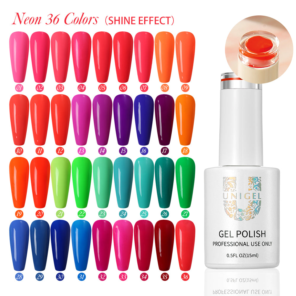 Gel Polish Kit - Neon - Shine Collection - 36 Colors - #Baby is Shark