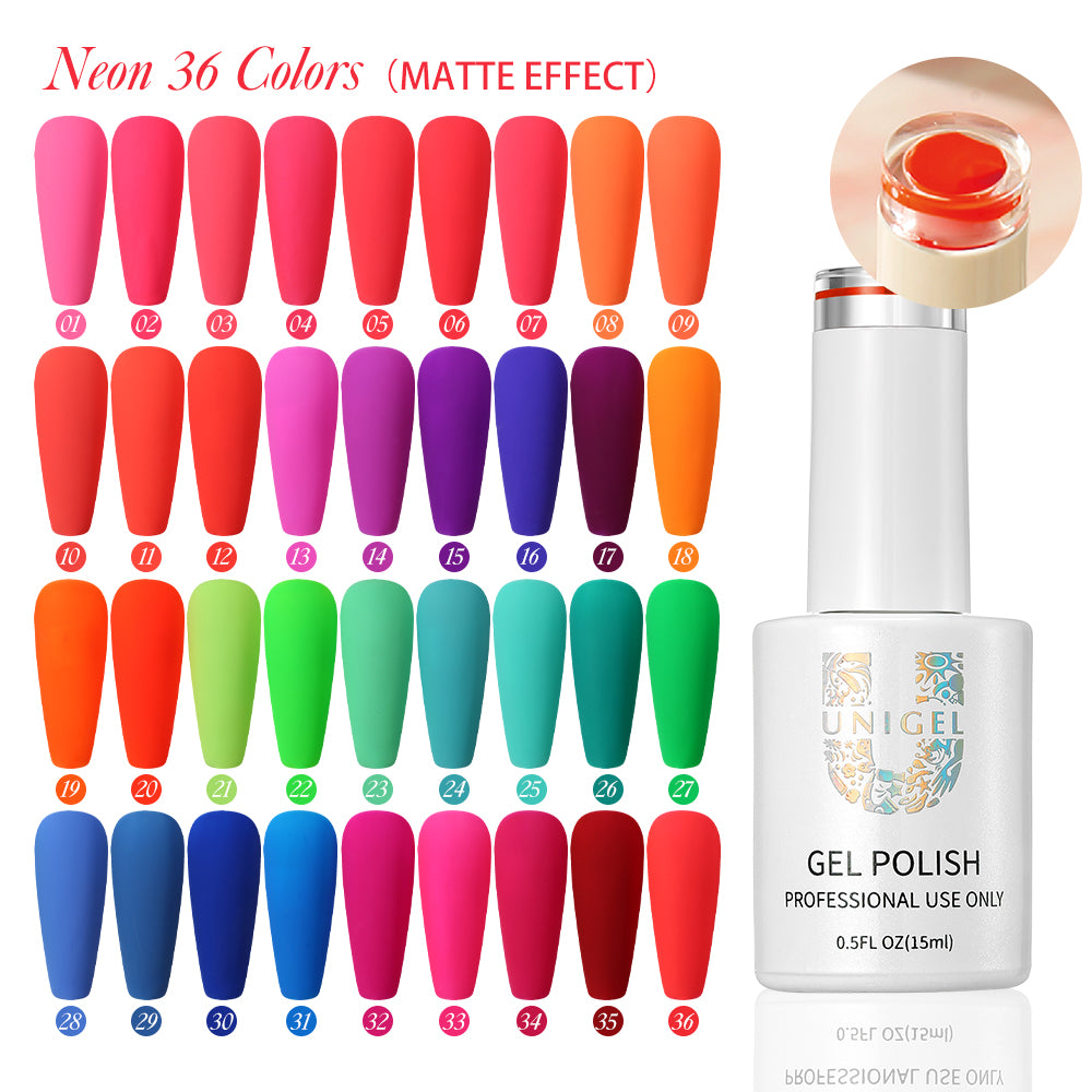 Gel Polish Kit - Neon - Matte Collection - 36 Colors - #Daddy is Shark