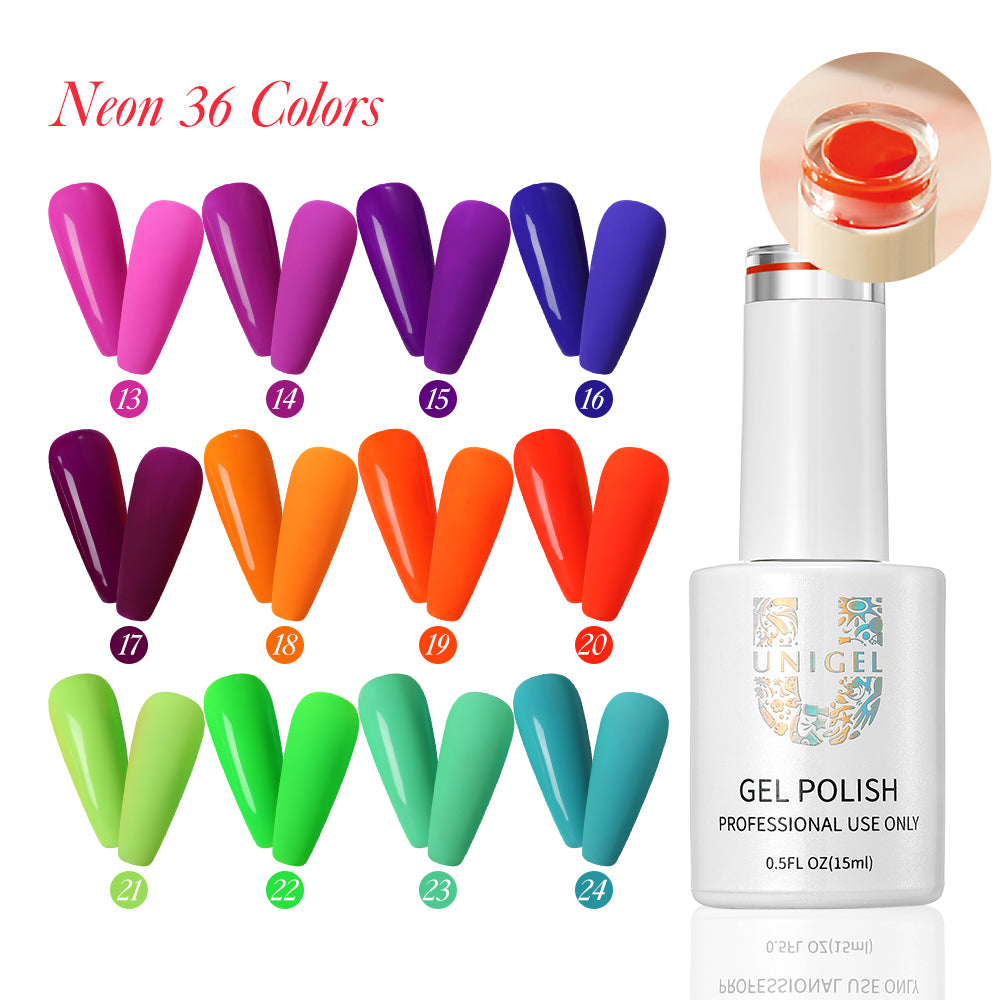 Gel Polish Kit - Neon - Rainbow Collection - 36 Colors - 