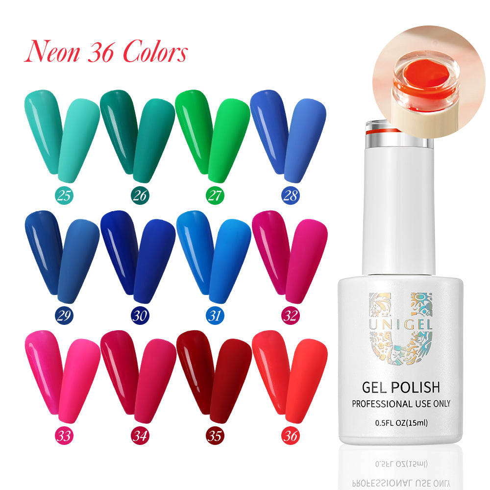 Gel Polish Kit - Neon - Mix & Match Collection - 36 Colors - #Grandpa is Shark