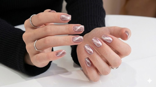 A finished manicure painted with Unigel gel polish