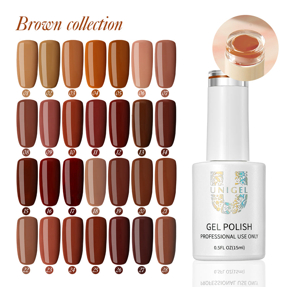 Gel Polish Kit - Brown Collection - 28 Colors - #Cafe Latte